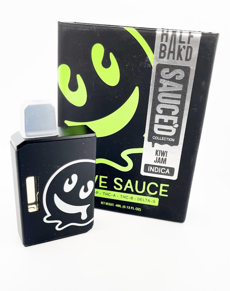 Half Bak'd Live Resin SAUCE'D 4G Disposables Kiwi Jam